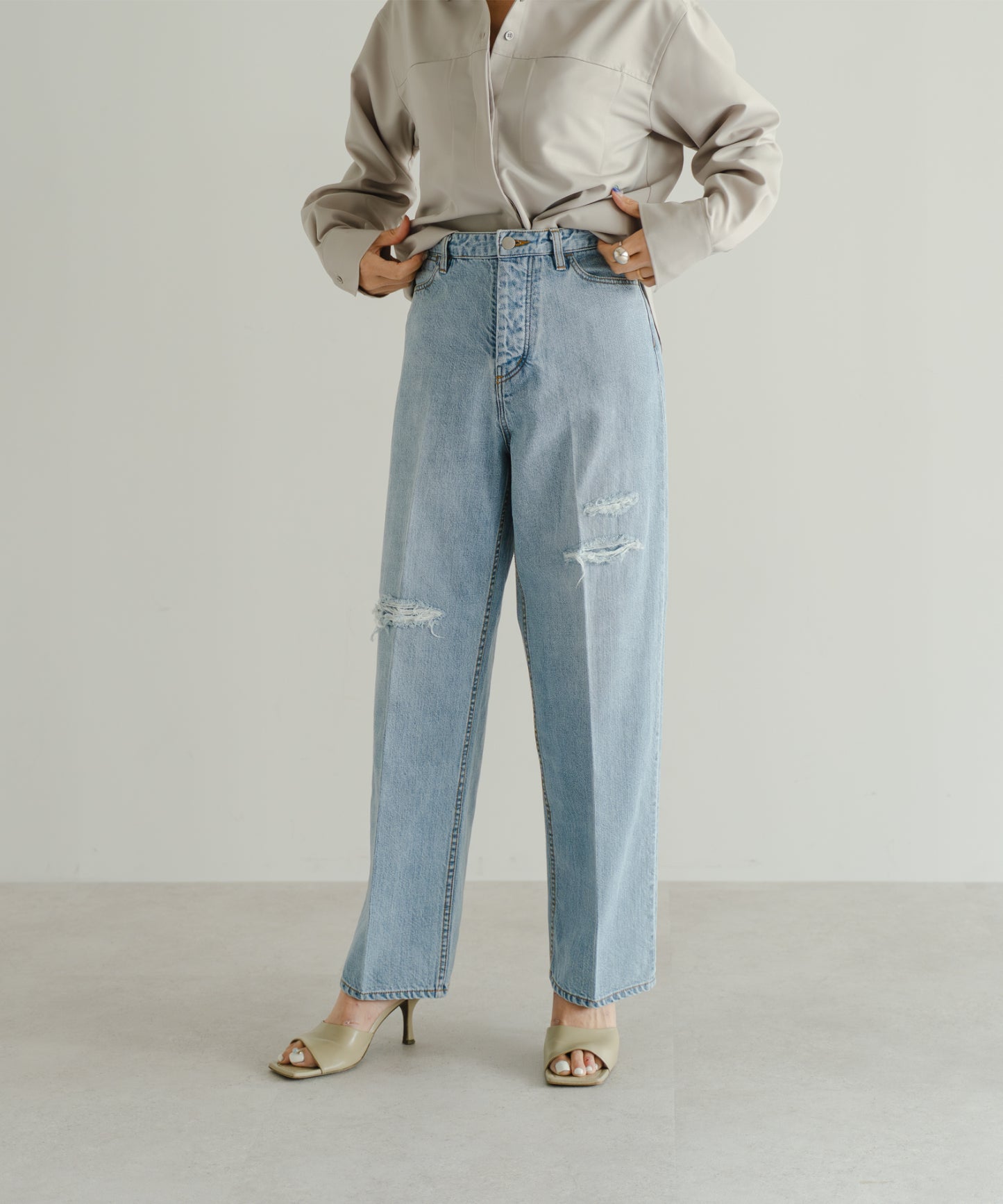 Organic Denim Straight Pants - Blue