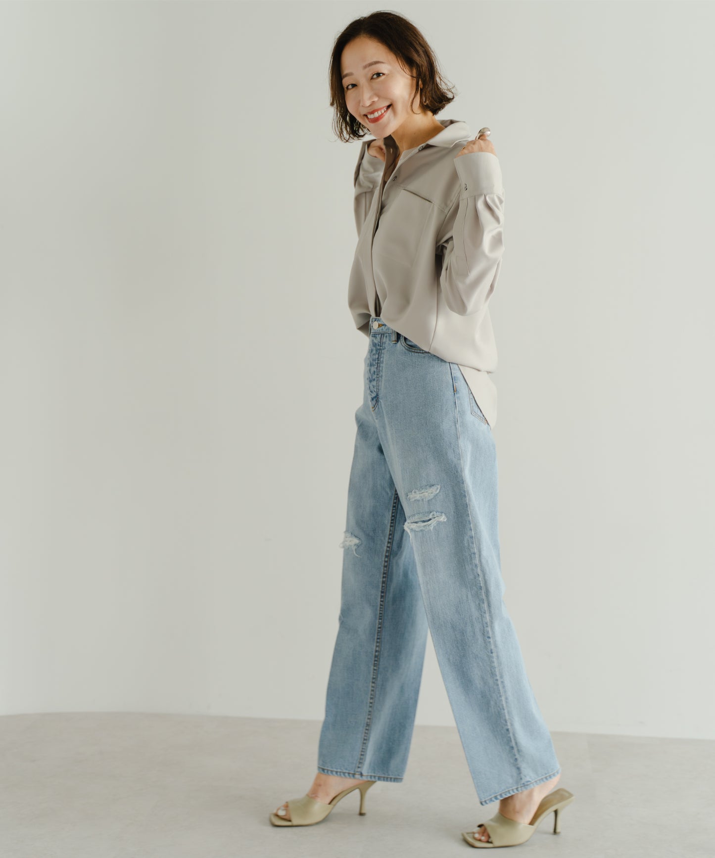 Organic Denim Straight Pants - Blue
