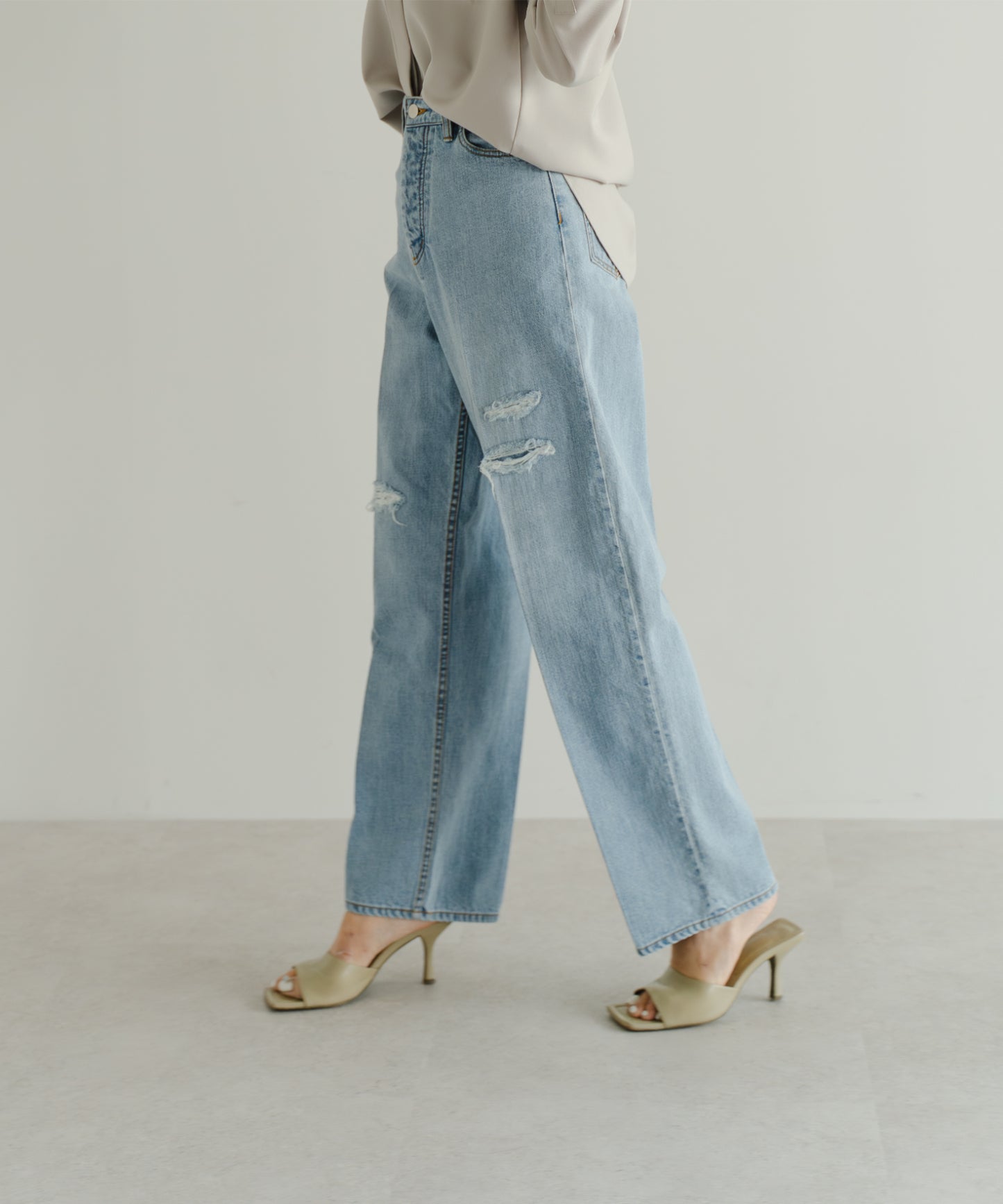 Organic Denim Straight Pants - Blue