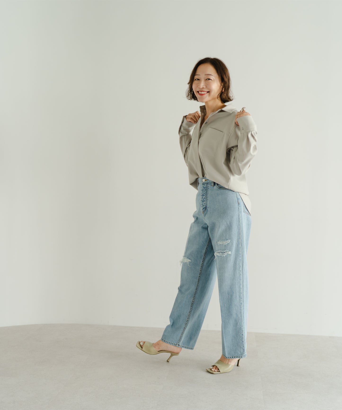 Organic Denim Straight Pants - Blue