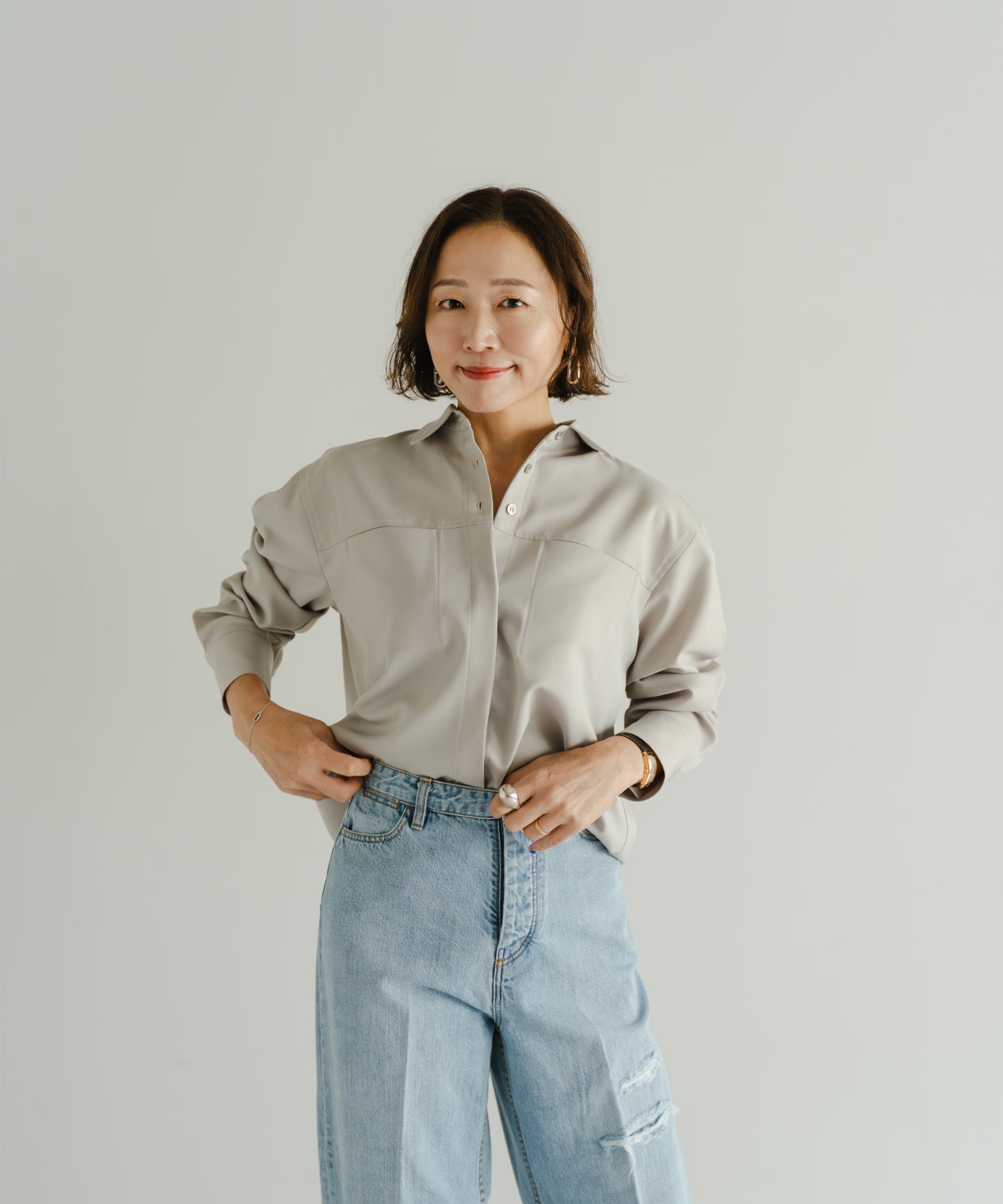 Organic Denim Straight Pants - Blue