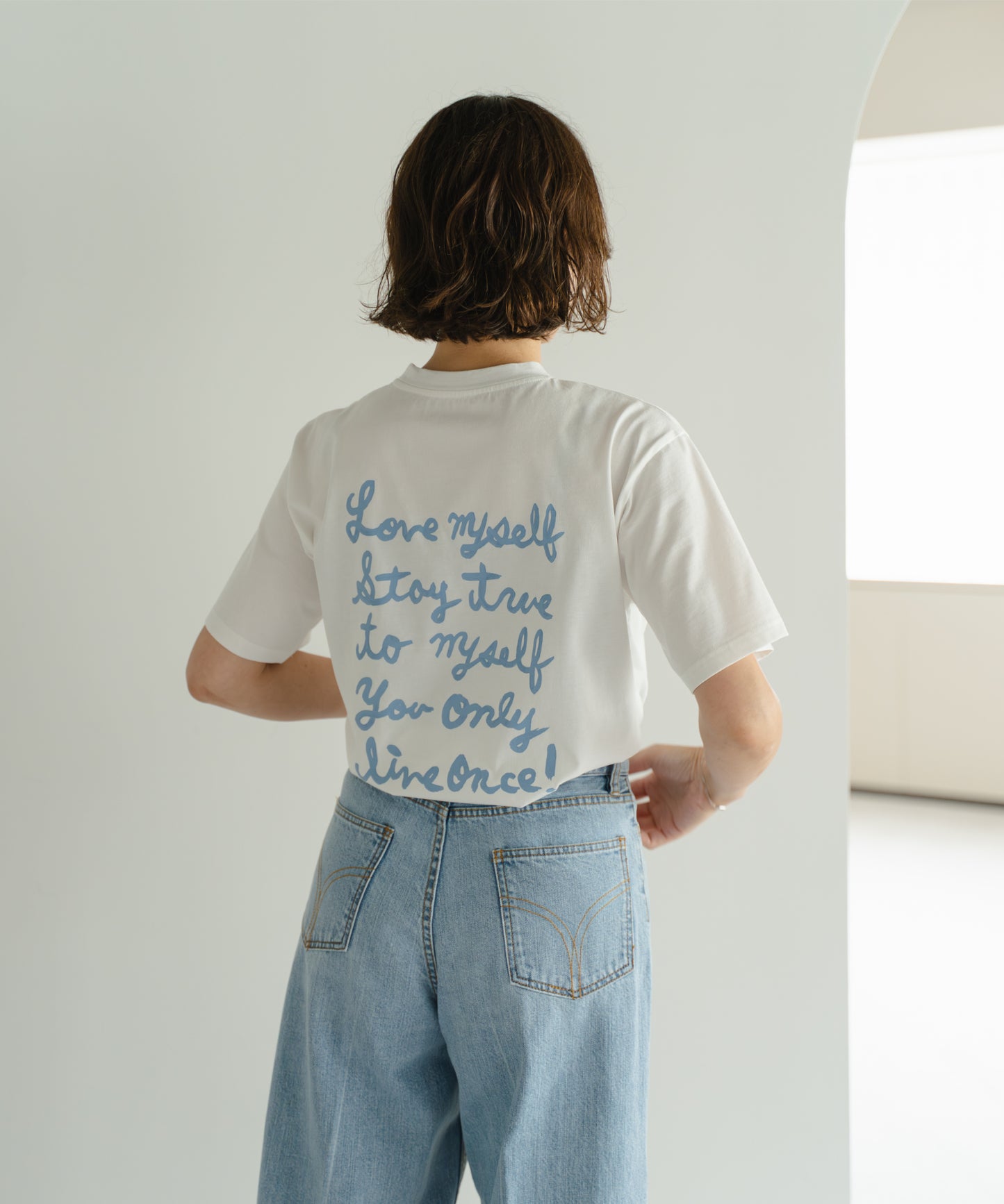 Organic Denim Straight Pants - Blue