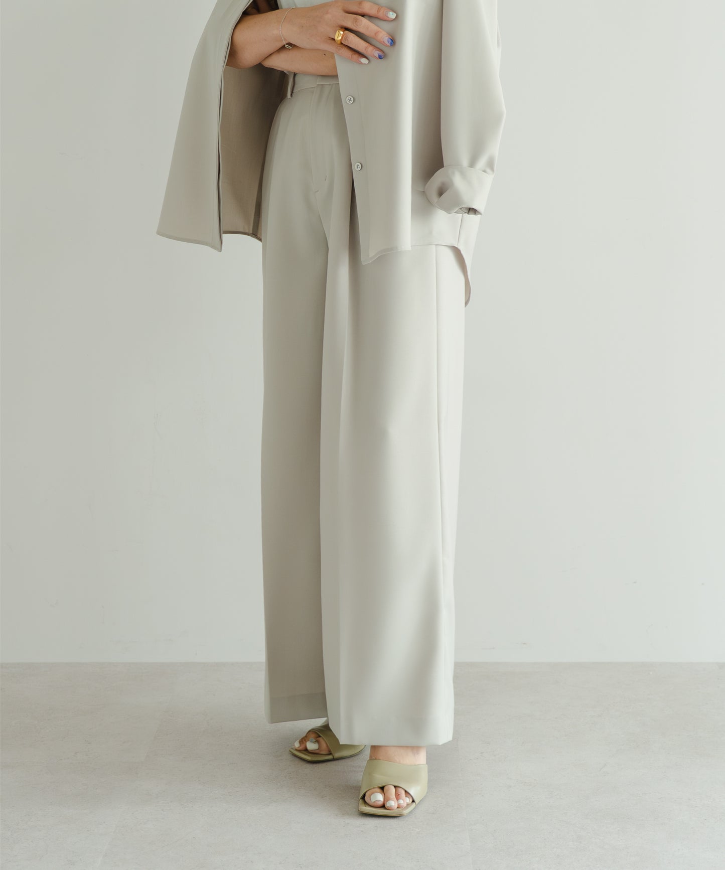 Tuck Wide Pants - Sage