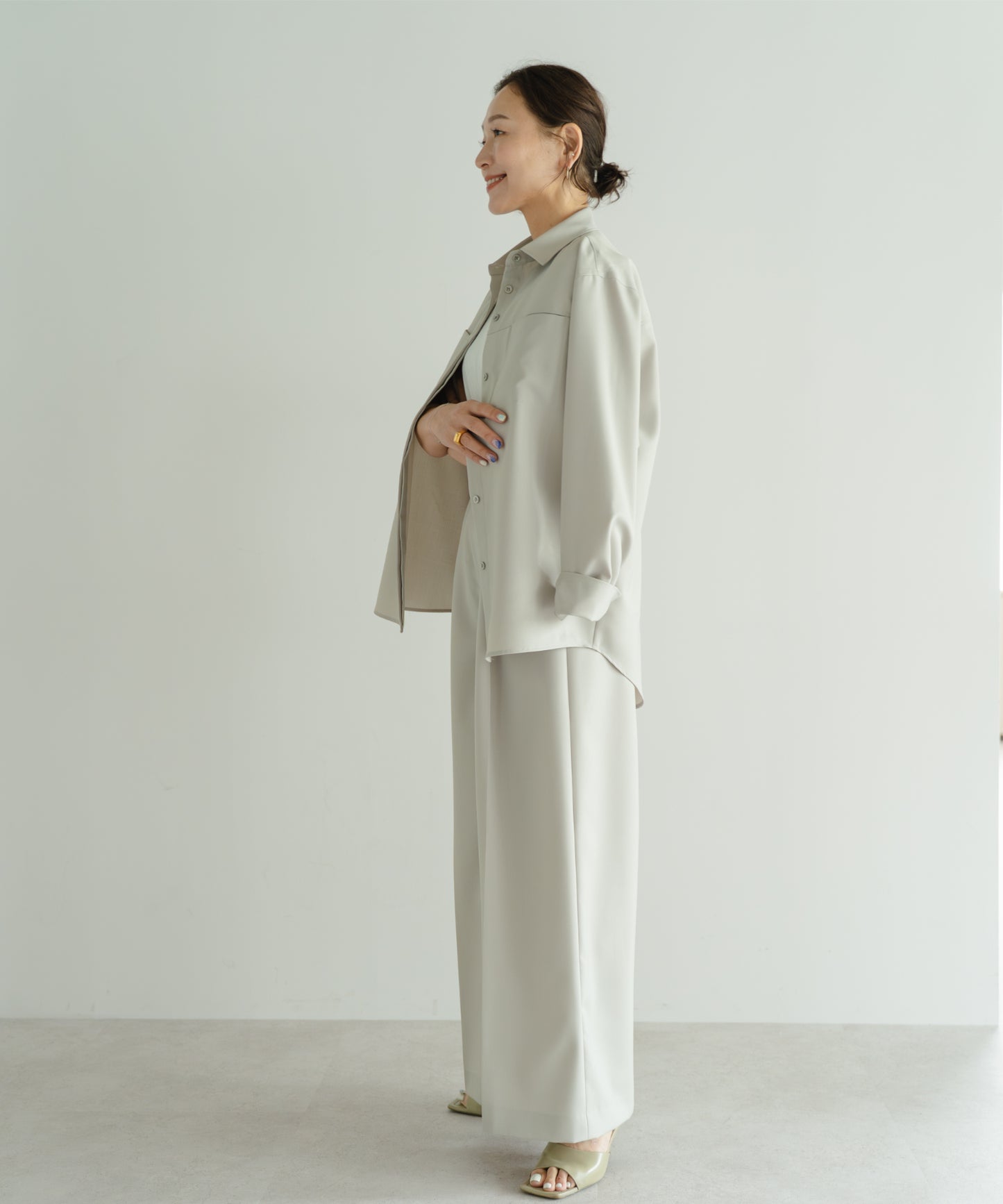 Tuck Wide Pants - Sage