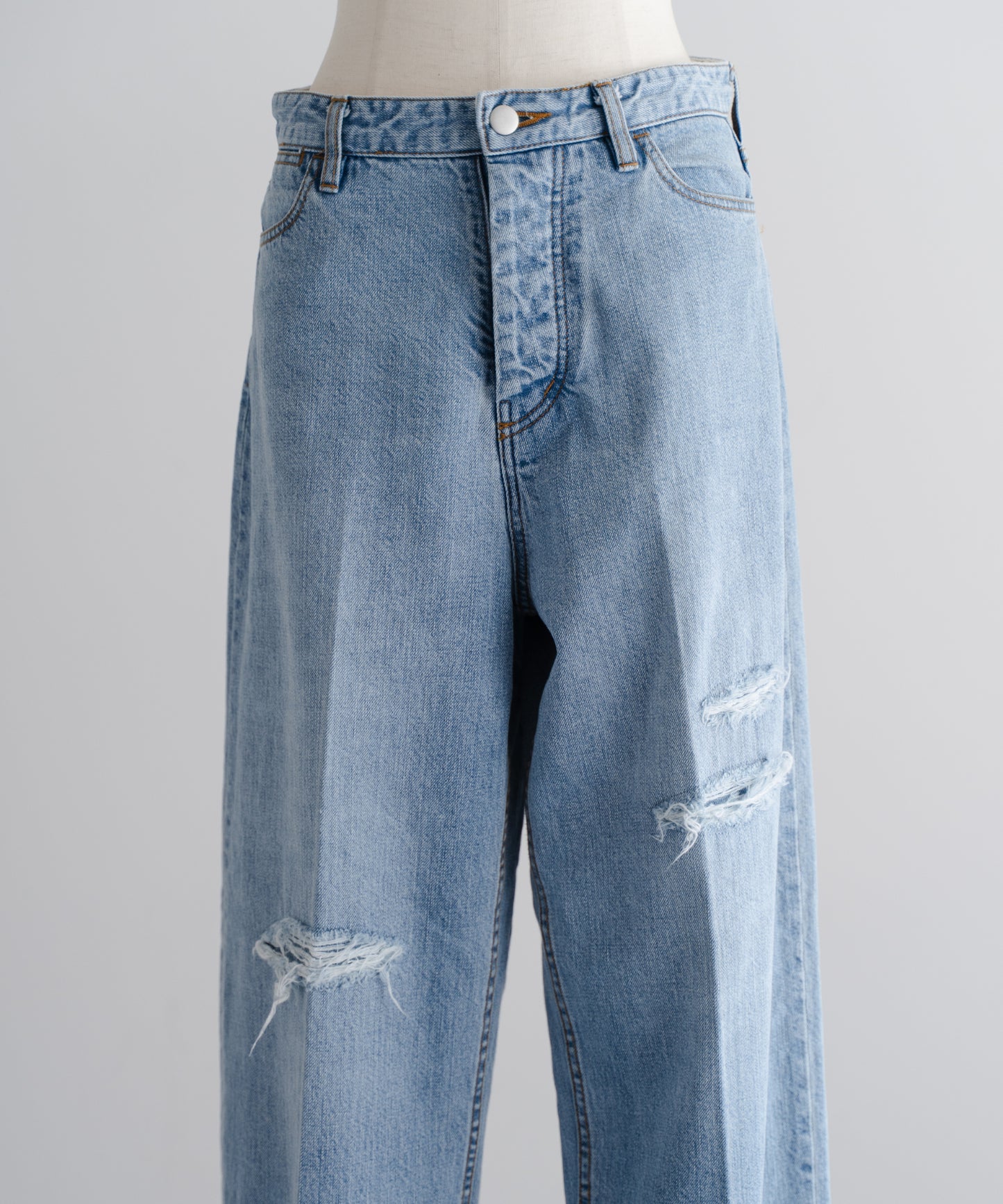 Organic Denim Straight Pants - Blue