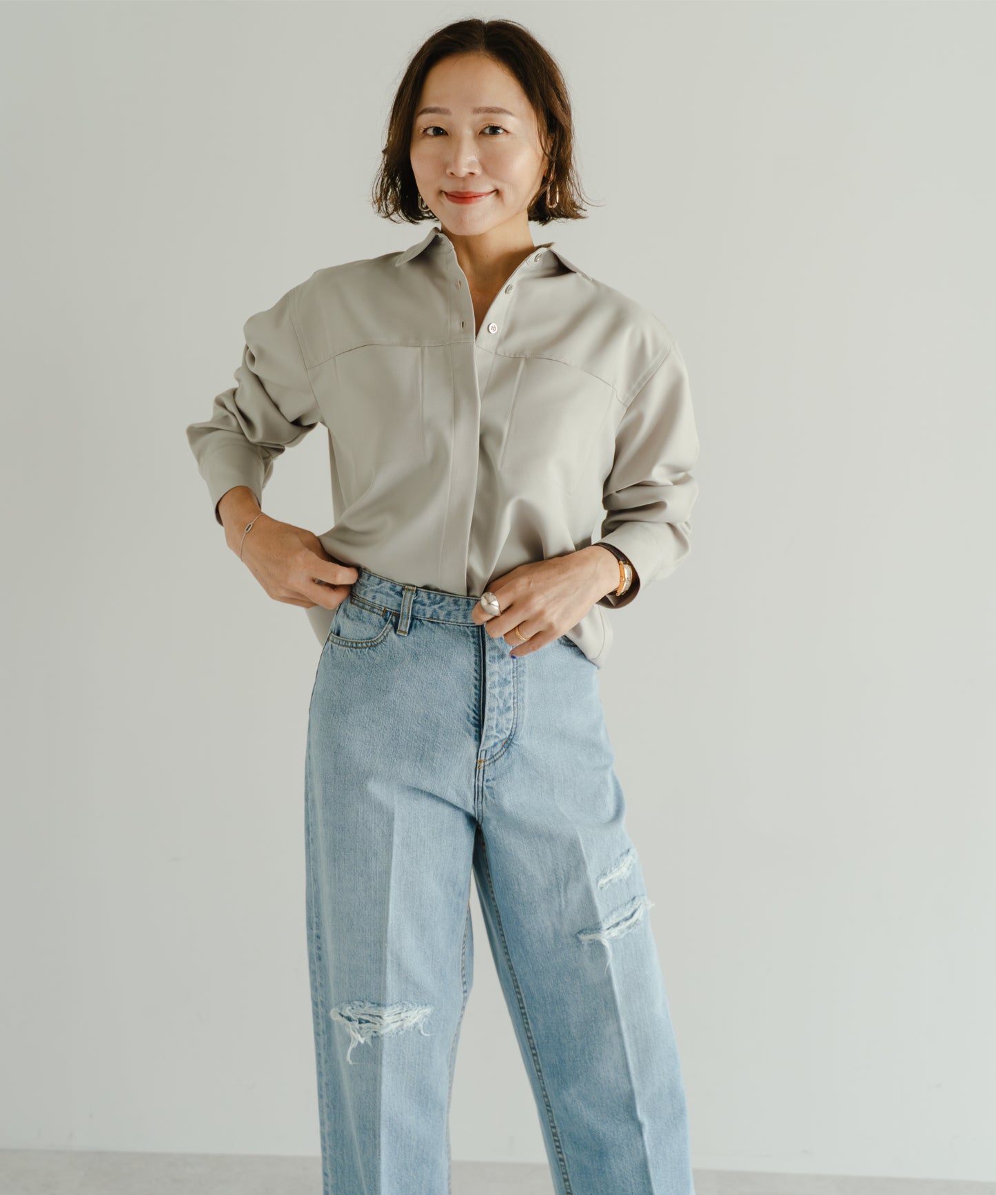 Organic Denim Straight Pants - Blue