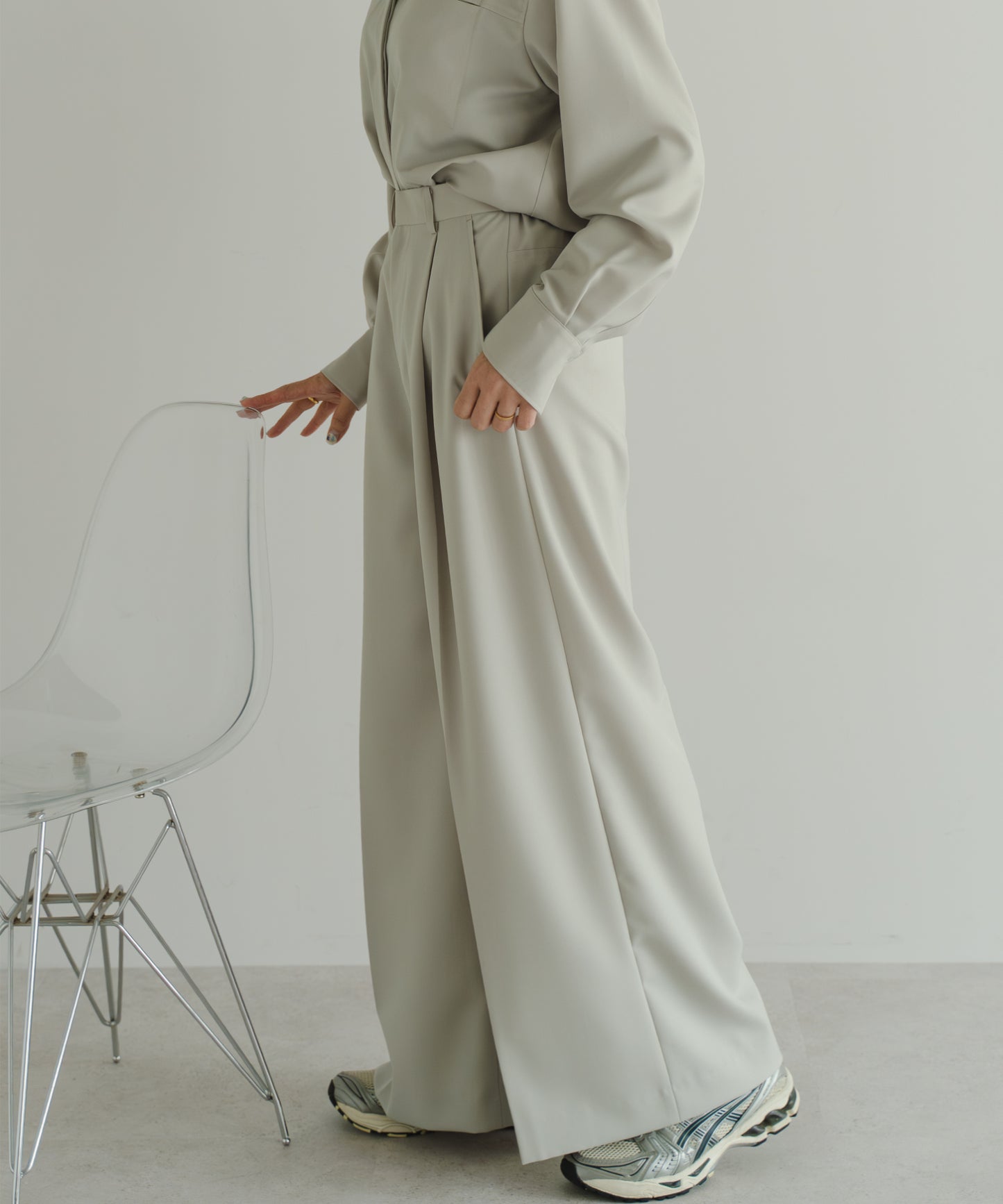 Tuck Wide Pants - Sage