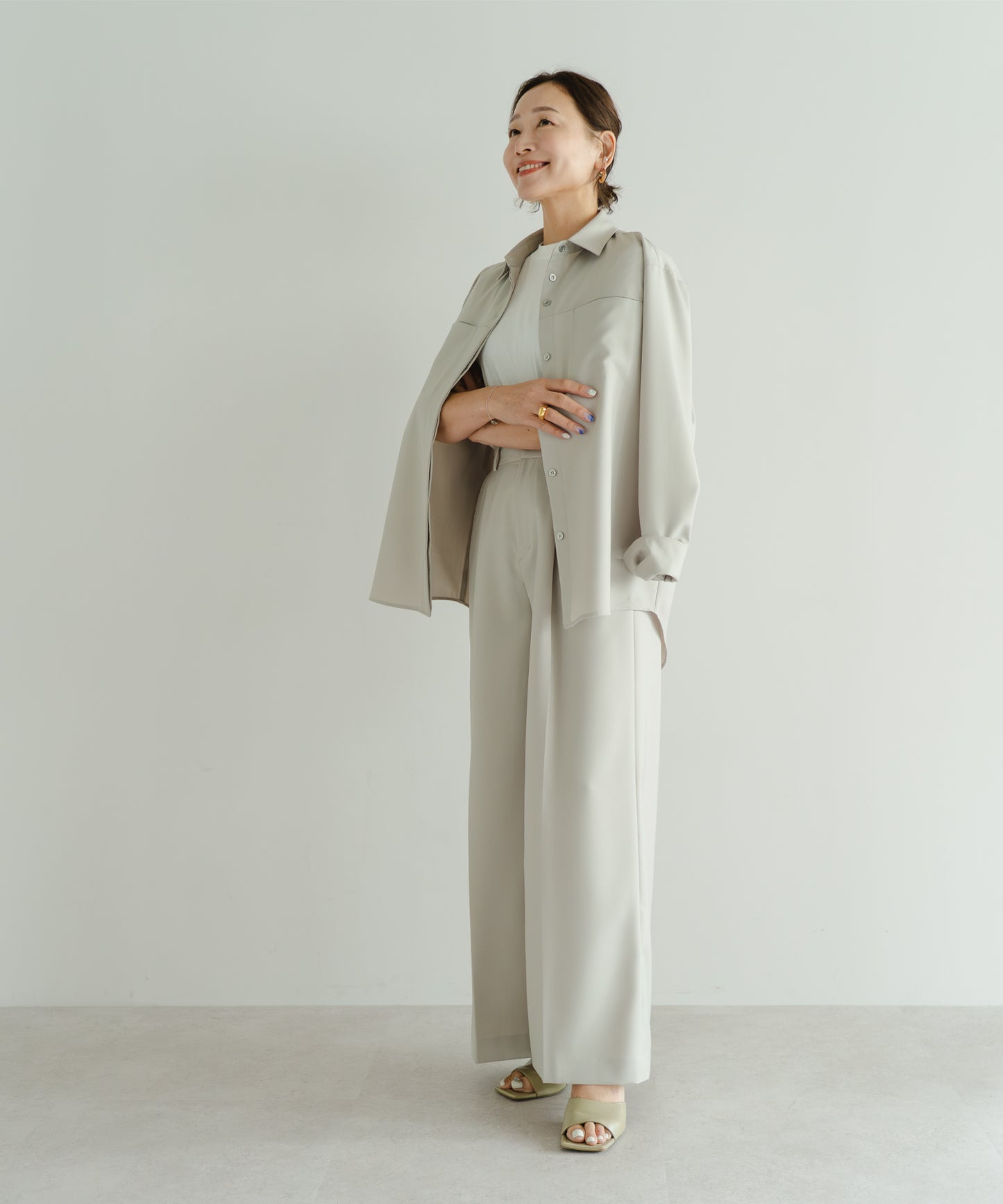 Tuck Wide Pants - Sage
